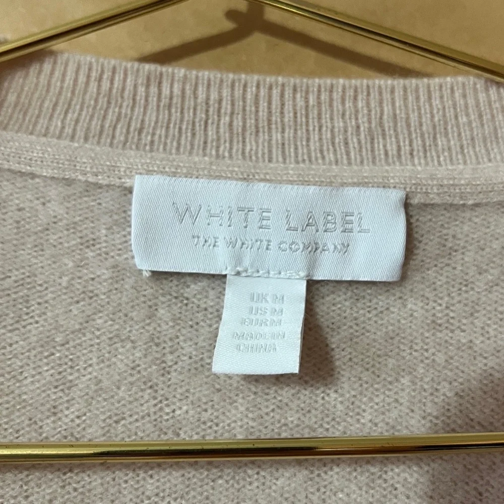 The White Company | Cashmere Crewneck Boxy Jumper Sweater Petal Pink Size M